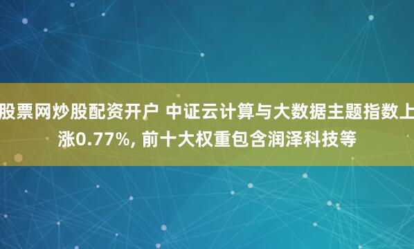股票网炒股配资开户 中证云计算与大数据主题指数上涨0.77%, 前十大权重包含润泽科技等