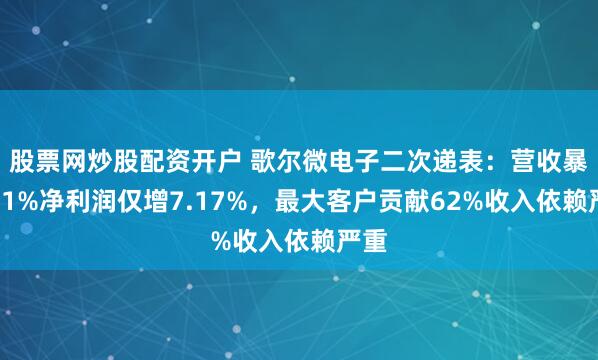 股票网炒股配资开户 歌尔微电子二次递表：营收暴增51%净利润仅增7.17%，最大客户贡献62%收入依赖严重